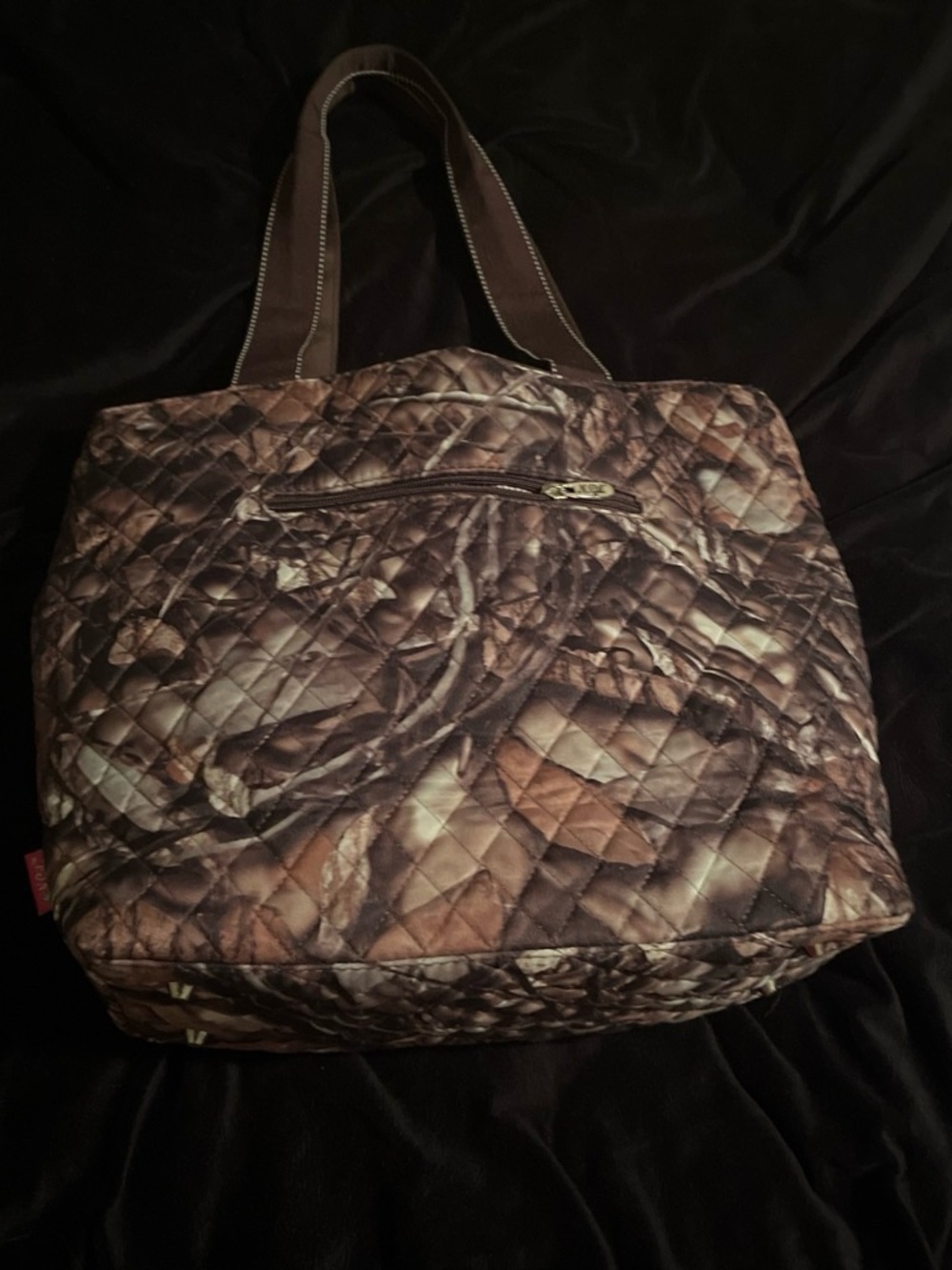 Quilted Camouflage Tote Bag in Brown